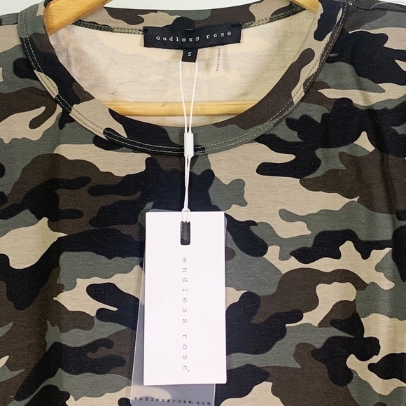 NWT Endless Rose Shopbop Revolve Camo Print Padded Shoulder Sleeveless Top - Picture 6 of 8